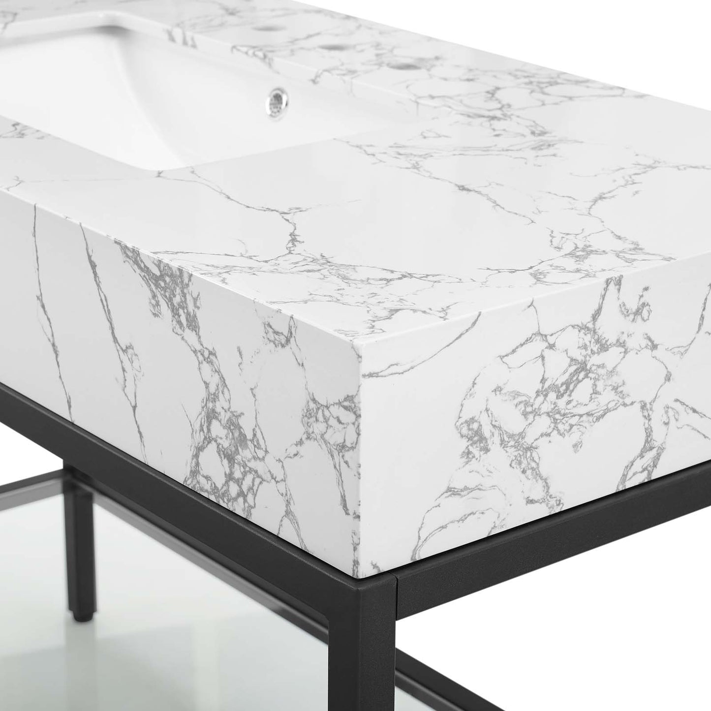 Modway Outlet Kingsley 50" Black Stainless Steel Bathroom Vanity by Modway  Bathroom Furniture Black White - EEI-4000-BLK-WHI