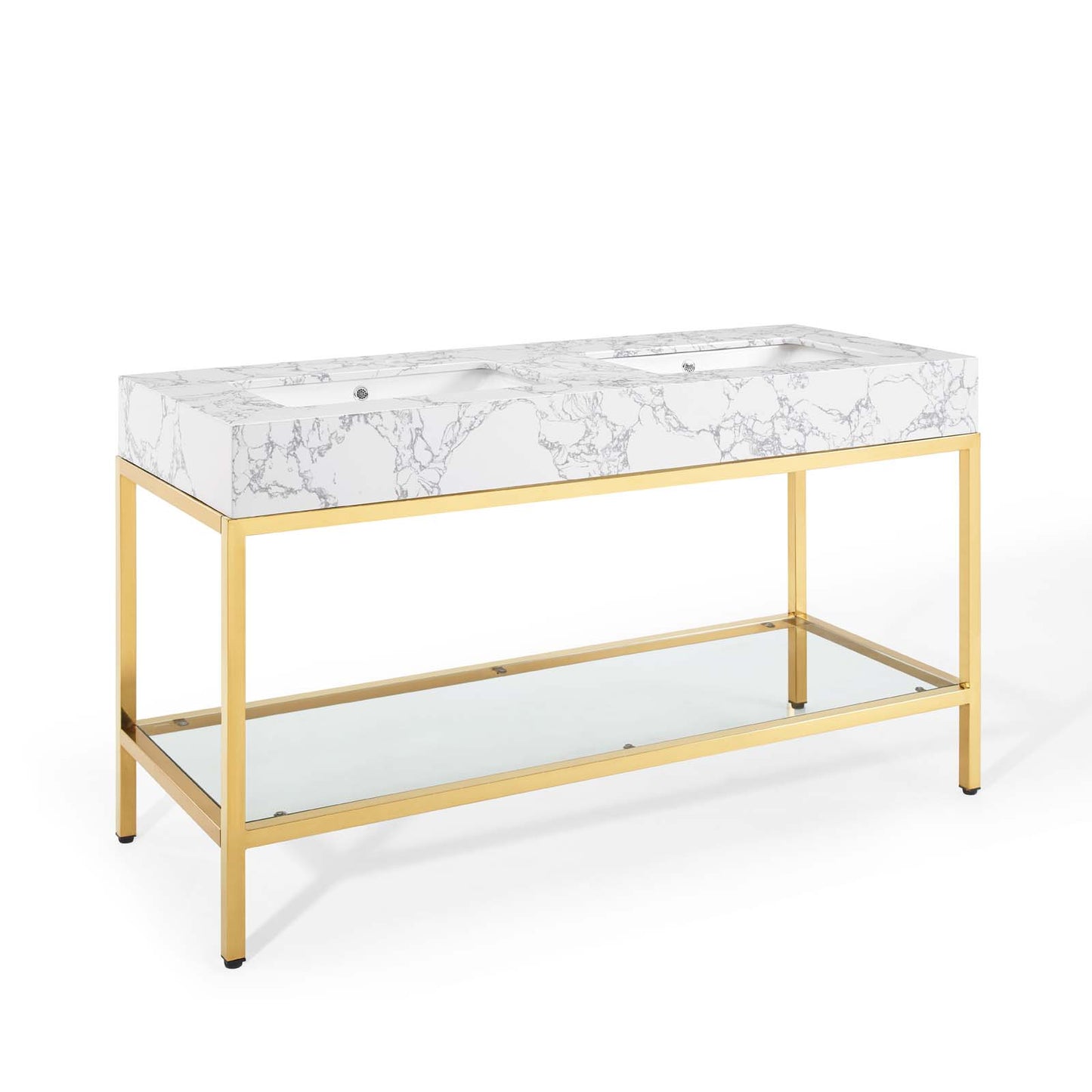 Modway Outlet Kingsley 60" Gold Stainless Steel Bathroom Vanity by Modway  Bathroom Furniture Gold White - EEI-4001-GLD-WHI