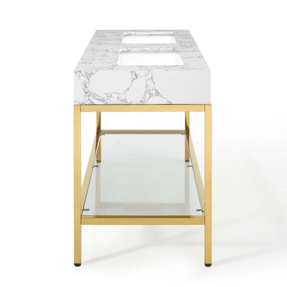 Modway Outlet Kingsley 60" Gold Stainless Steel Bathroom Vanity by Modway  Bathroom Furniture Gold White - EEI-4001-GLD-WHI