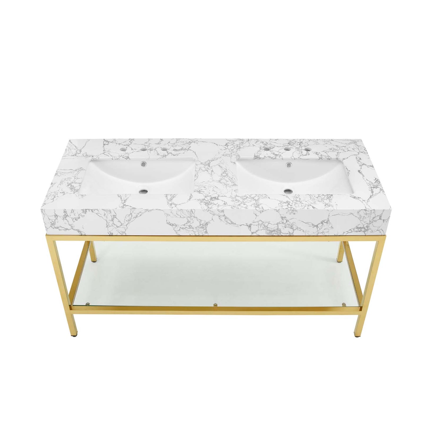 Modway Outlet Kingsley 60" Gold Stainless Steel Bathroom Vanity by Modway  Bathroom Furniture Gold White - EEI-4001-GLD-WHI