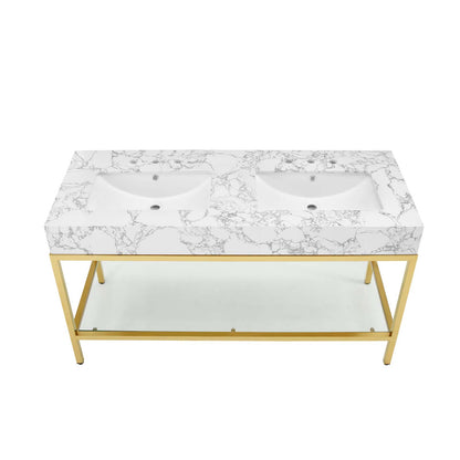 Modway Outlet Kingsley 60" Gold Stainless Steel Bathroom Vanity by Modway  Bathroom Furniture Gold White - EEI-4001-GLD-WHI