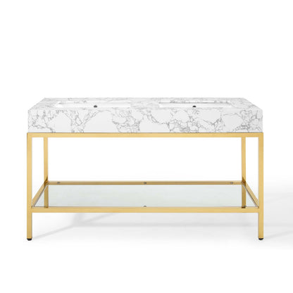 Modway Outlet Kingsley 60" Gold Stainless Steel Bathroom Vanity by Modway  Bathroom Furniture Gold White - EEI-4001-GLD-WHI