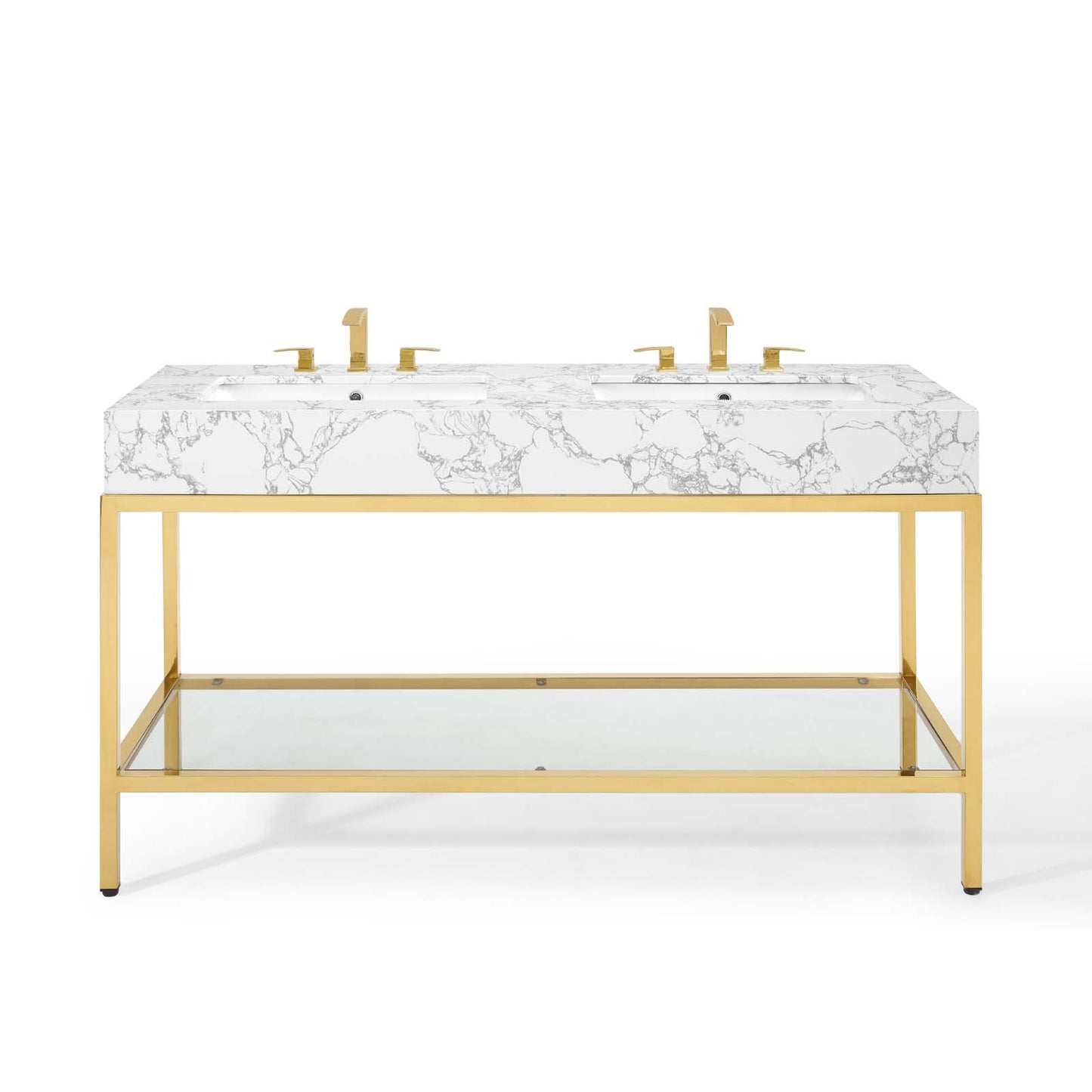 Modway Outlet Kingsley 60" Gold Stainless Steel Bathroom Vanity by Modway  Bathroom Furniture Gold White - EEI-4001-GLD-WHI