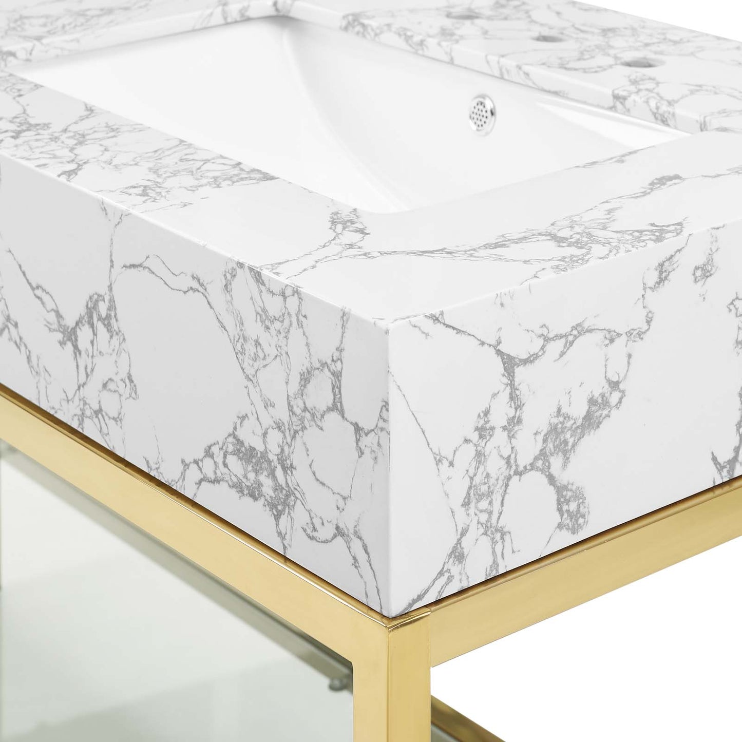 Modway Outlet Kingsley 60" Gold Stainless Steel Bathroom Vanity by Modway  Bathroom Furniture Gold White - EEI-4001-GLD-WHI