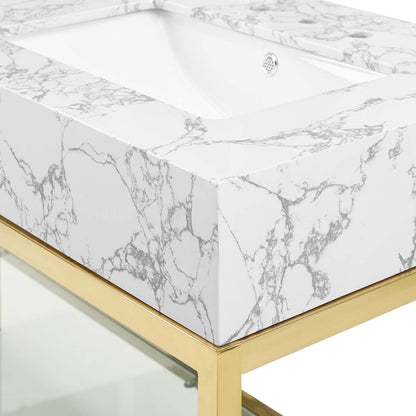 Modway Outlet Kingsley 60" Gold Stainless Steel Bathroom Vanity by Modway  Bathroom Furniture Gold White - EEI-4001-GLD-WHI