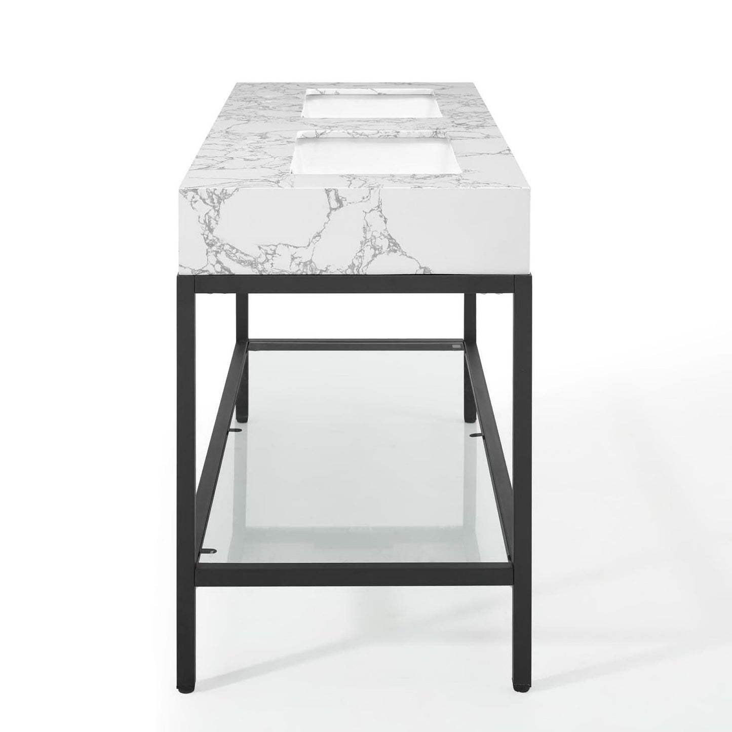 Modway Outlet Kingsley 60" Black Stainless Steel Bathroom Vanity by Modway  Bathroom Furniture Black White - EEI-4002-BLK-WHI