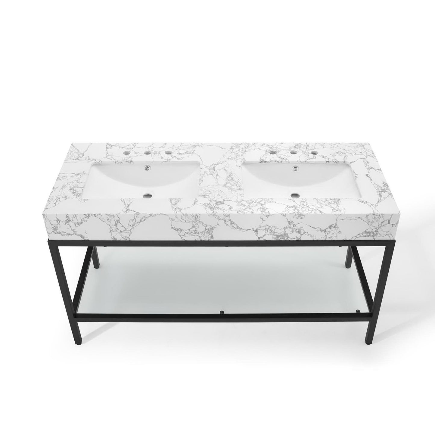 Modway Outlet Kingsley 60" Black Stainless Steel Bathroom Vanity by Modway  Bathroom Furniture Black White - EEI-4002-BLK-WHI