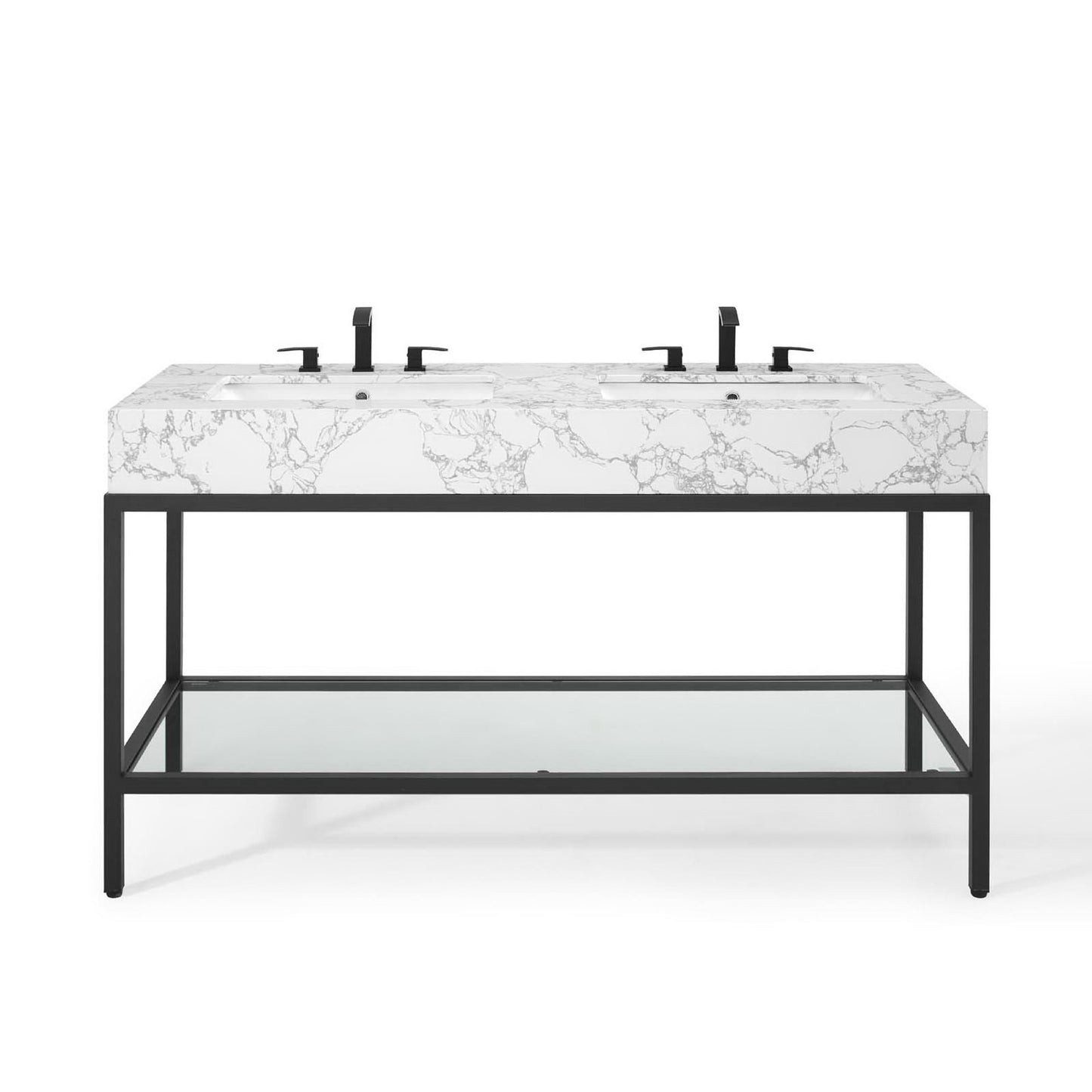Modway Outlet Kingsley 60" Black Stainless Steel Bathroom Vanity by Modway  Bathroom Furniture Black White - EEI-4002-BLK-WHI