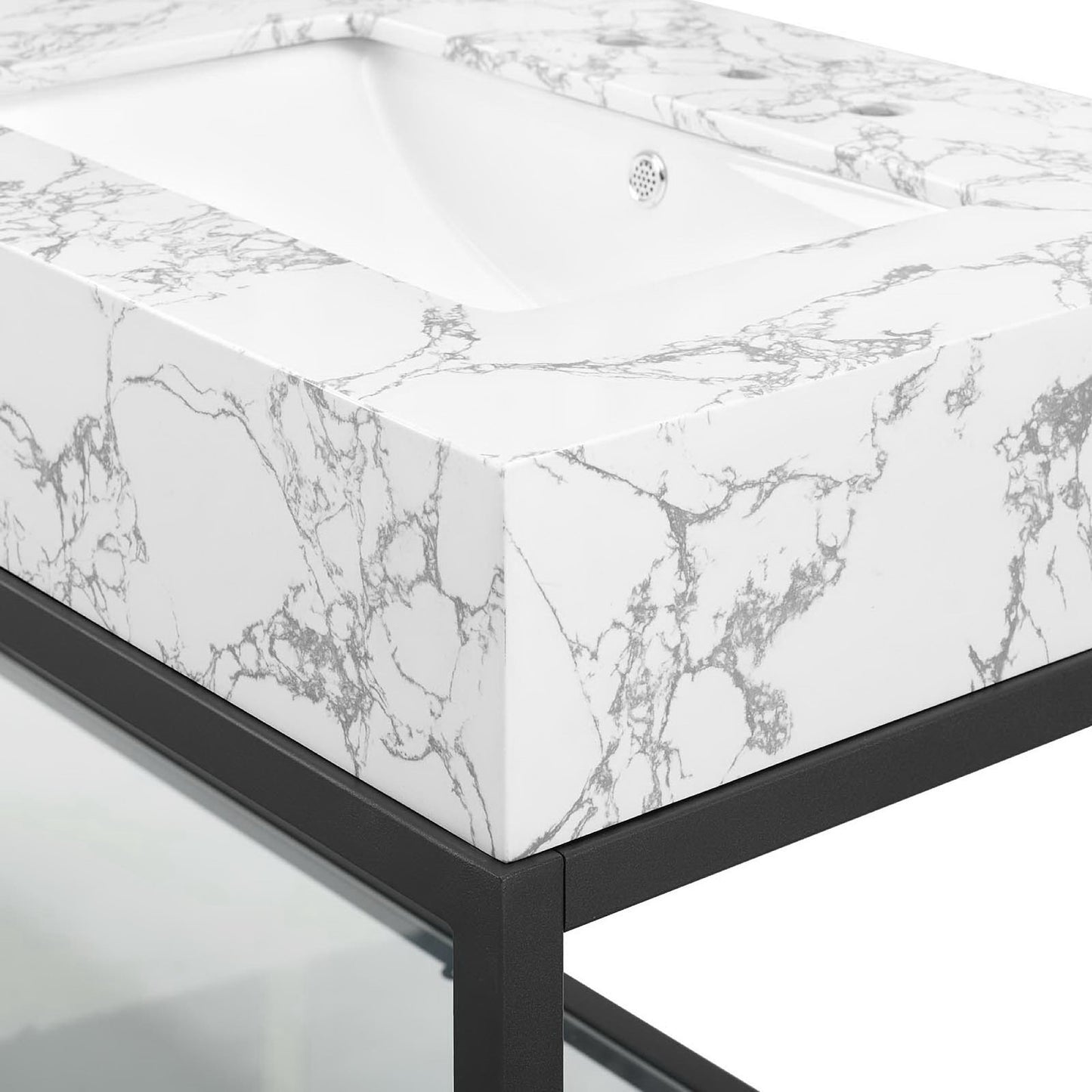 Modway Outlet Kingsley 60" Black Stainless Steel Bathroom Vanity by Modway  Bathroom Furniture Black White - EEI-4002-BLK-WHI