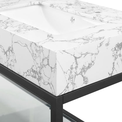 Modway Outlet Kingsley 60" Black Stainless Steel Bathroom Vanity by Modway  Bathroom Furniture Black White - EEI-4002-BLK-WHI