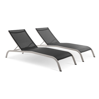 Modway Outlet Savannah Outdoor Patio Mesh Chaise Lounge Set of 2 by Modway  Outdoor Furniture Furniture Black - EEI-4005-BLK