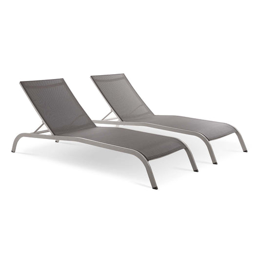 Modway - Savannah Outdoor Patio Mesh Chaise Lounge Set of 2 by Modway  Outdoor Furniture Sofa Sectionals Gray - EEI-4005-GRY