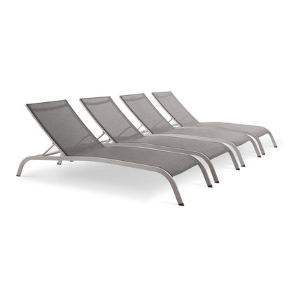 Modway - Savannah Outdoor Patio Mesh Chaise Lounge Set of 4 by Modway  Outdoor Furniture Sofa Sectionals Gray - EEI-4007-GRY