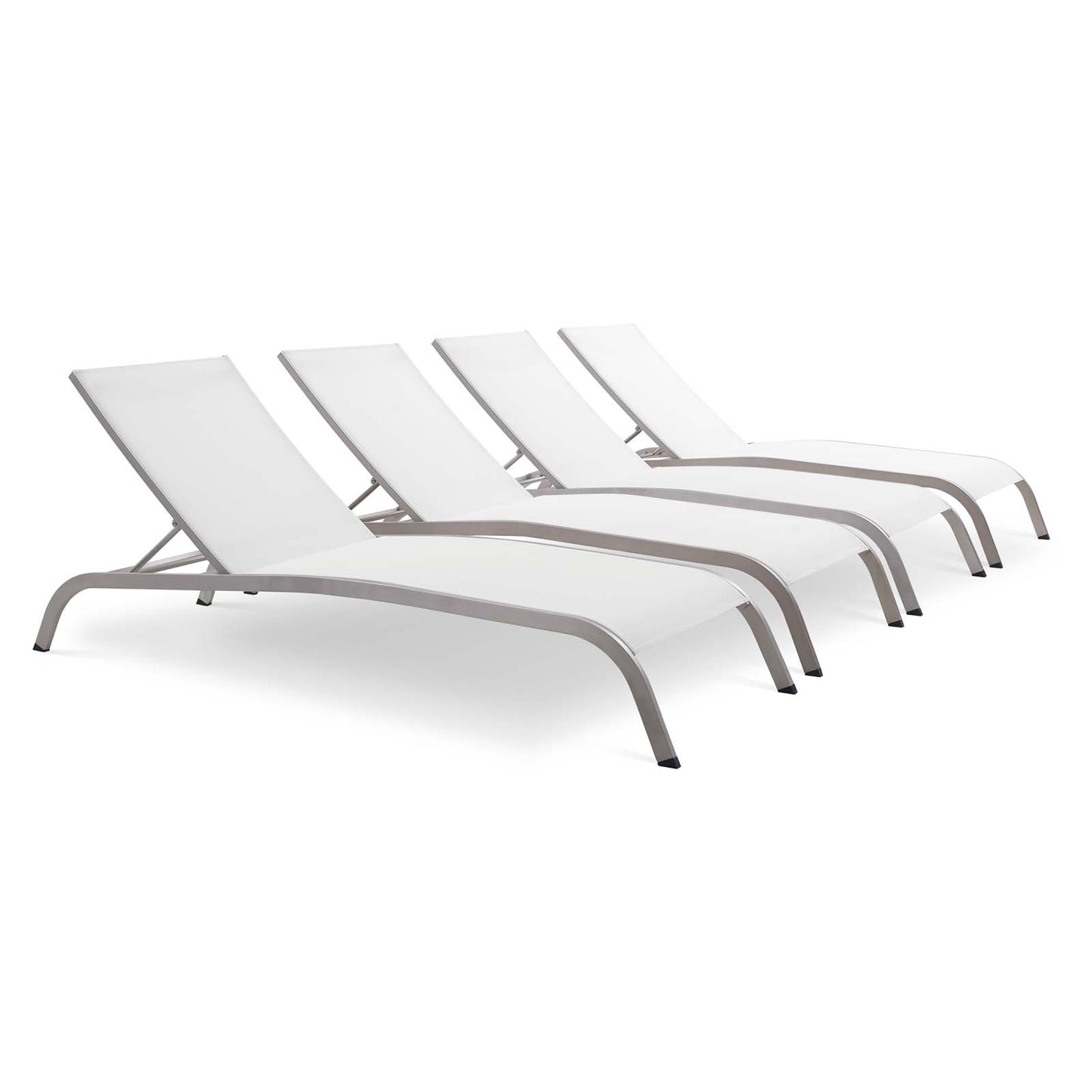 Modway - Savannah Outdoor Patio Mesh Chaise Lounge Set of 4 by Modway  Outdoor Furniture Sofa Sectionals White - EEI-4007-WHI