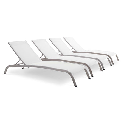 Modway - Savannah Outdoor Patio Mesh Chaise Lounge Set of 4 by Modway  Outdoor Furniture Sofa Sectionals White - EEI-4007-WHI