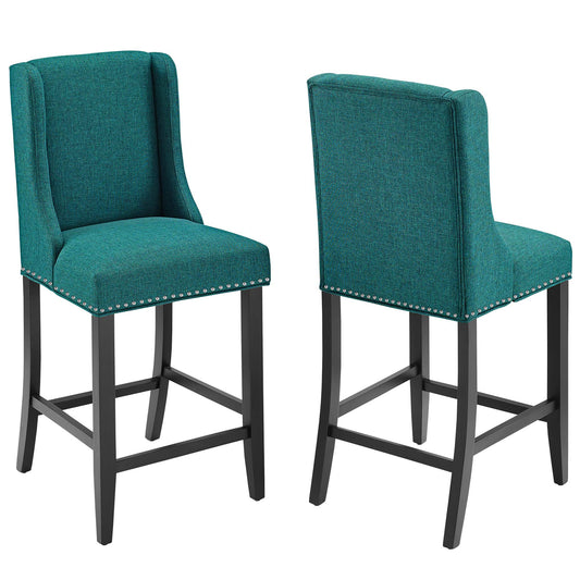 Modway - Baron Upholstered Fabric Counter Stool Set of 2 by Modway  Bar and Dining Bar and Counter Stools Blue - EEI-4016-TEA