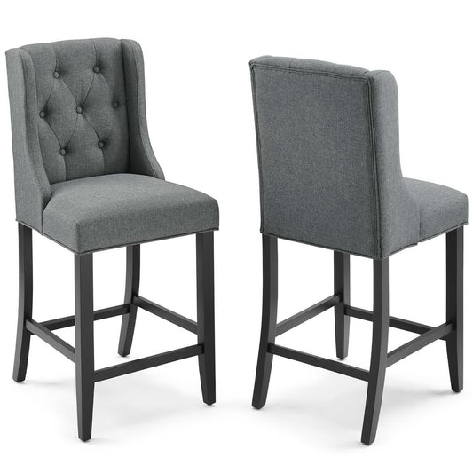 Modway - Baronet Upholstered Fabric Counter Bar Stool Set of 2 by Modway  Outdoor Furniture Bar and Dining Gray - EEI-4020-GRY