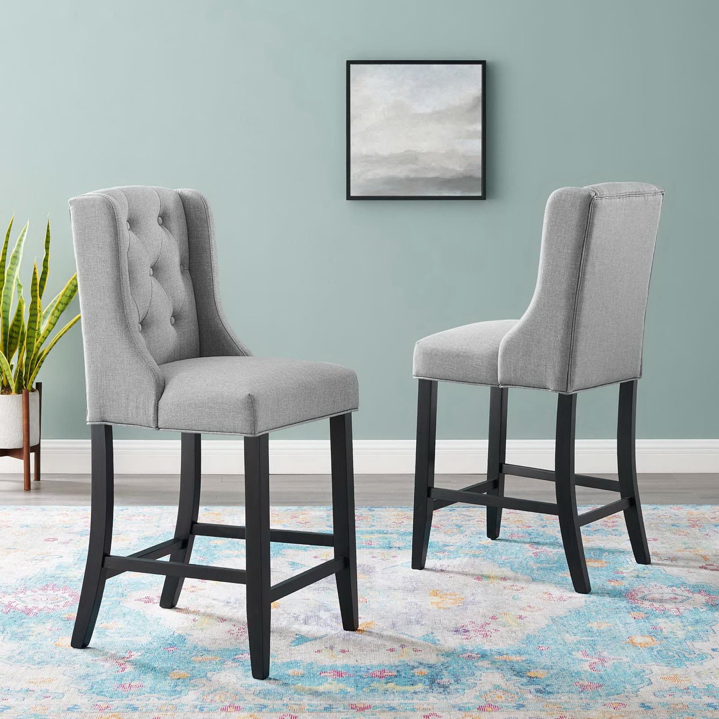 Modway - Baronet Upholstered Fabric Counter Bar Stool Set of 2 by Modway  Outdoor Furniture Bar and Dining Gray - EEI-4020-LGR
