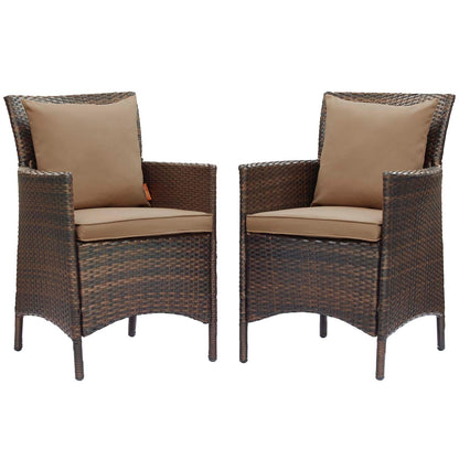 Modway Outlet Conduit Outdoor Patio Wicker Rattan Dining Armchair Set of 2 by Modway  Outdoor Furniture Furniture Brown Mocha - EEI-4030-BRN-MOC