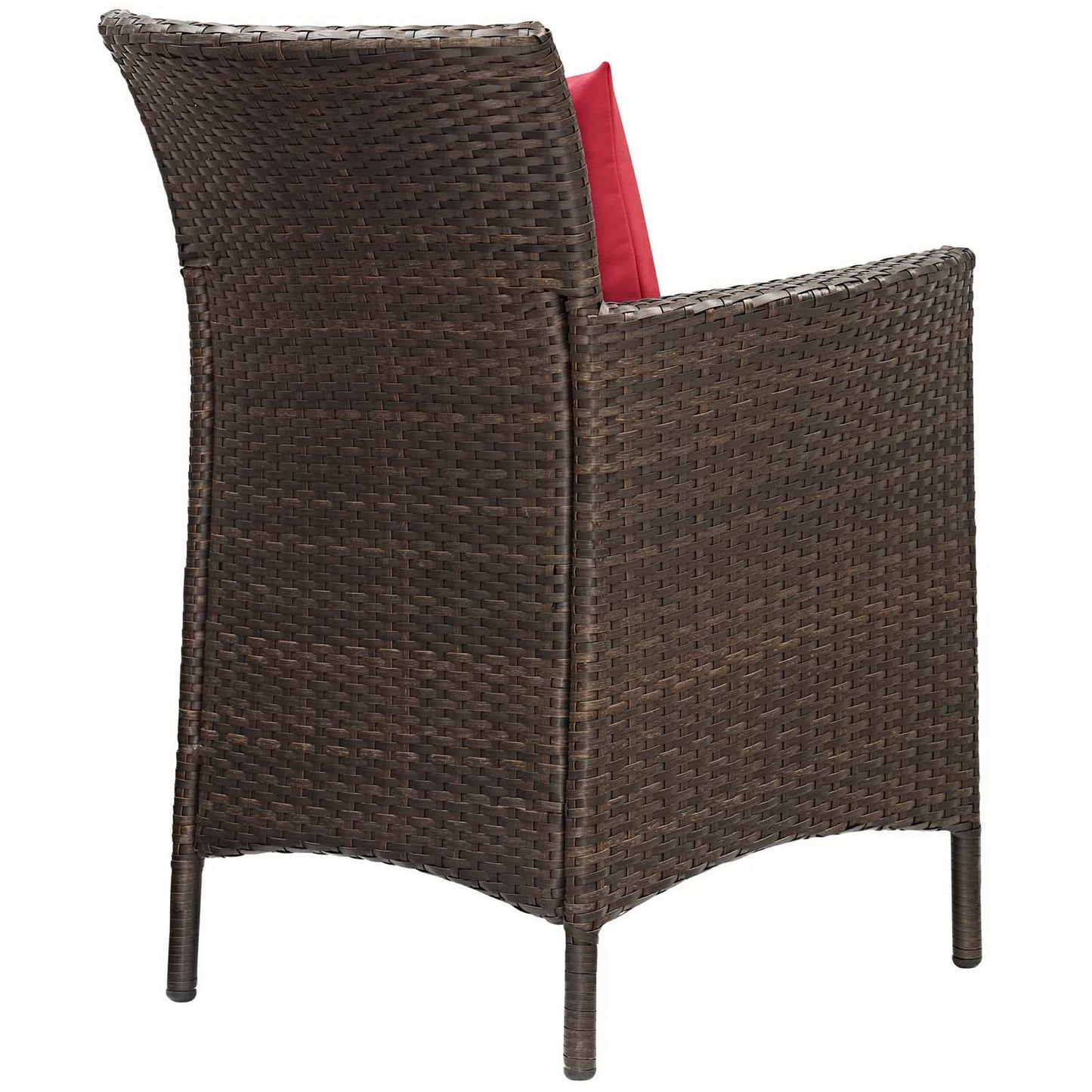Modway Outlet Conduit Outdoor Patio Wicker Rattan Dining Armchair Set of 2 by Modway  Outdoor Furniture Furniture Brown Red - EEI-4030-BRN-RED
