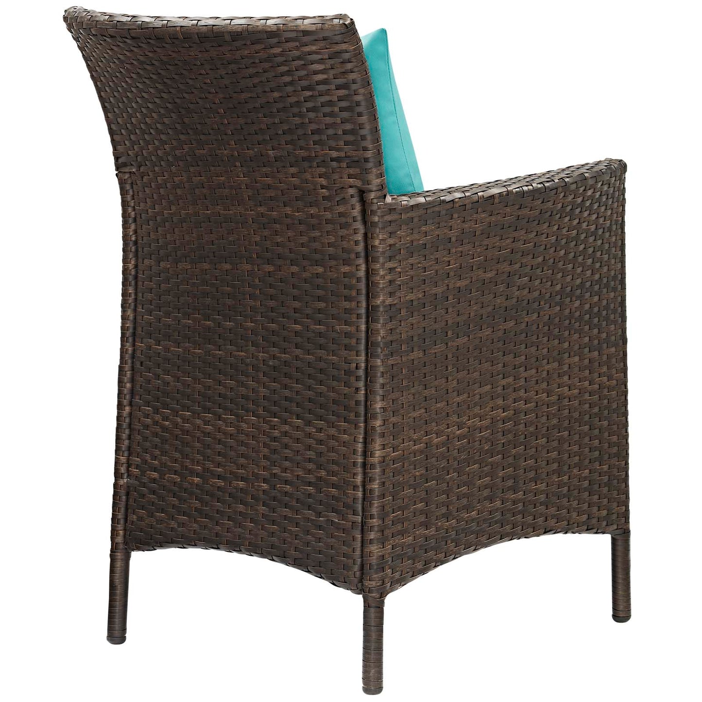 Modway Outlet Conduit Outdoor Patio Wicker Rattan Dining Armchair Set of 4 by Modway  Outdoor Furniture Furniture Brown Turquoise - EEI-4031-BRN-TRQ