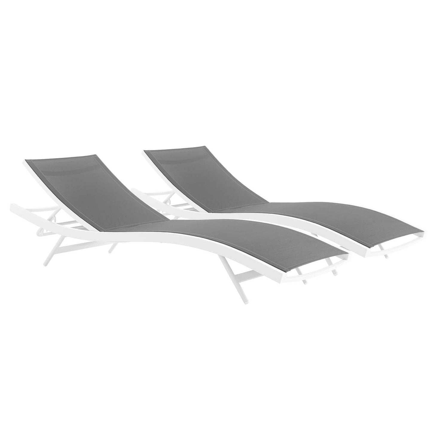 Modway - Glimpse Outdoor Patio Mesh Chaise Lounge Set of 2 by Modway  Outdoor Furniture Sofa Sectionals Gray - EEI-4038-WHI-GRY