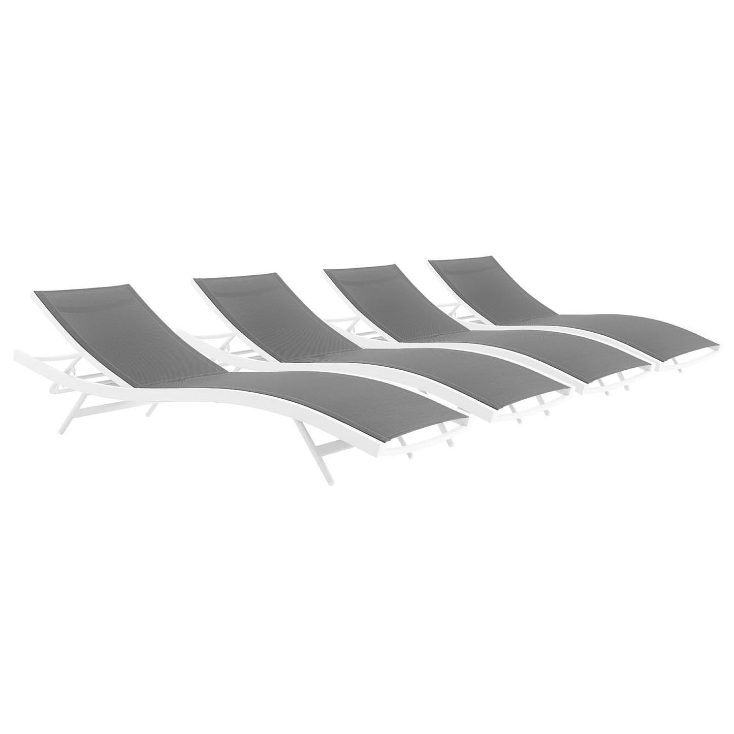 Modway - Glimpse Outdoor Patio Mesh Chaise Lounge Set of 4 by Modway  Outdoor Furniture Sofa Sectionals Gray - EEI-4039-WHI-GRY