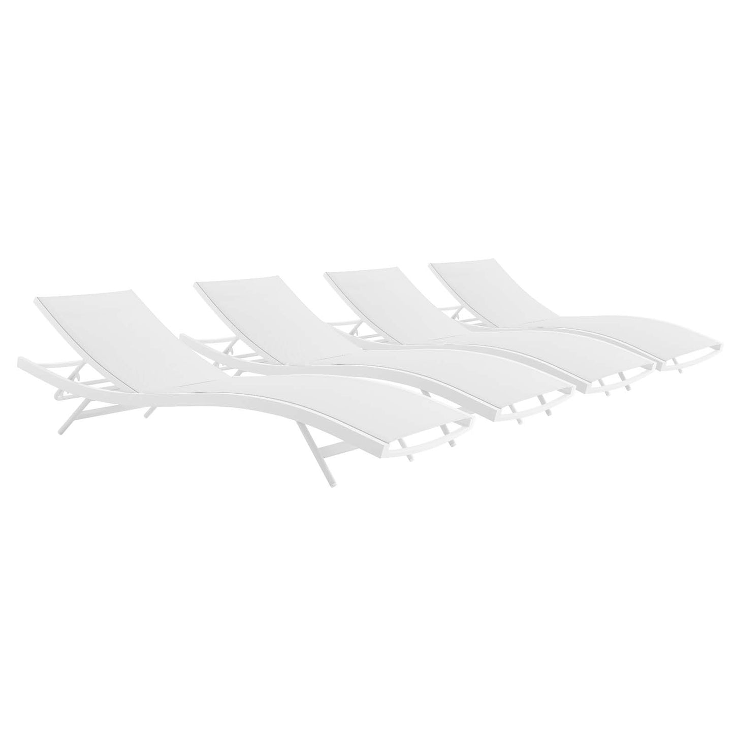 Modway - Glimpse Outdoor Patio Mesh Chaise Lounge Set of 4 by Modway  Outdoor Furniture Sofa Sectionals White - EEI-4039-WHI-WHI