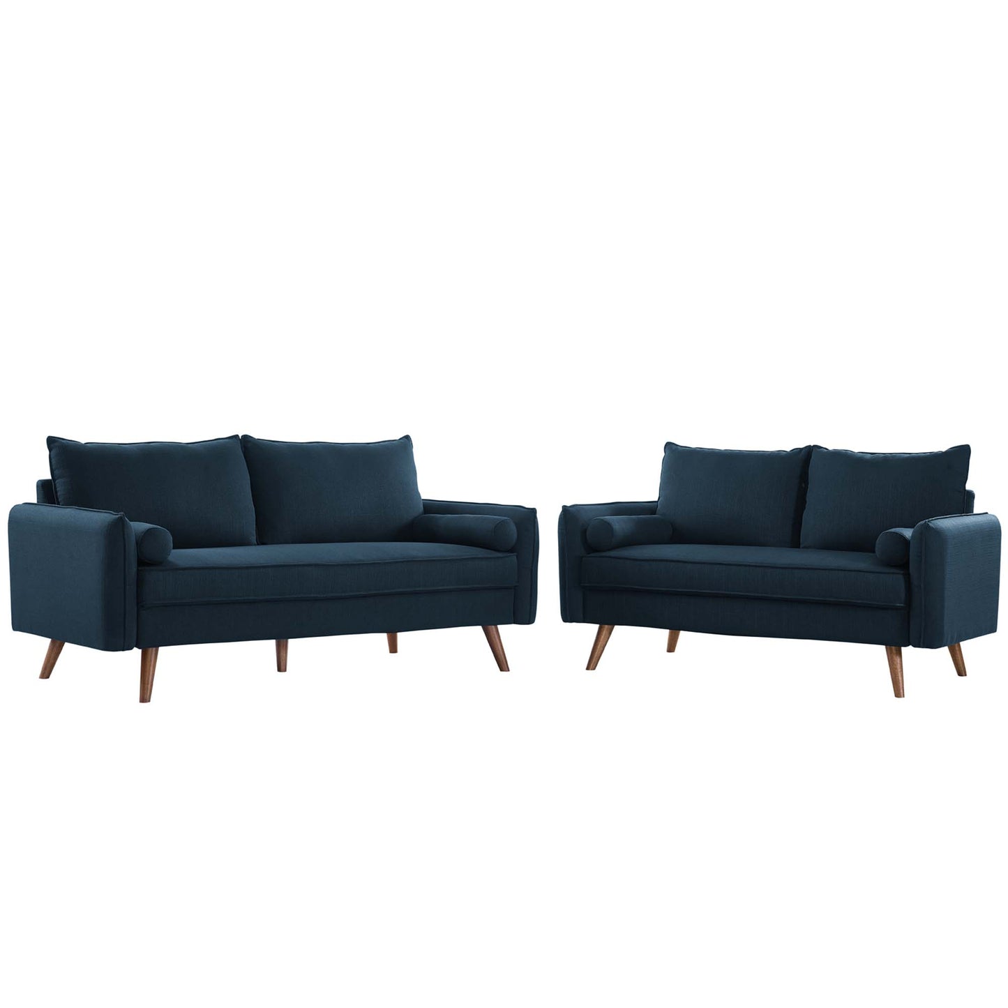 Modway - Revive Upholstered Fabric Sofa and Loveseat Set by Modway  Living Room Sofas and Armchairs Blue - EEI-4047-AZU-SET