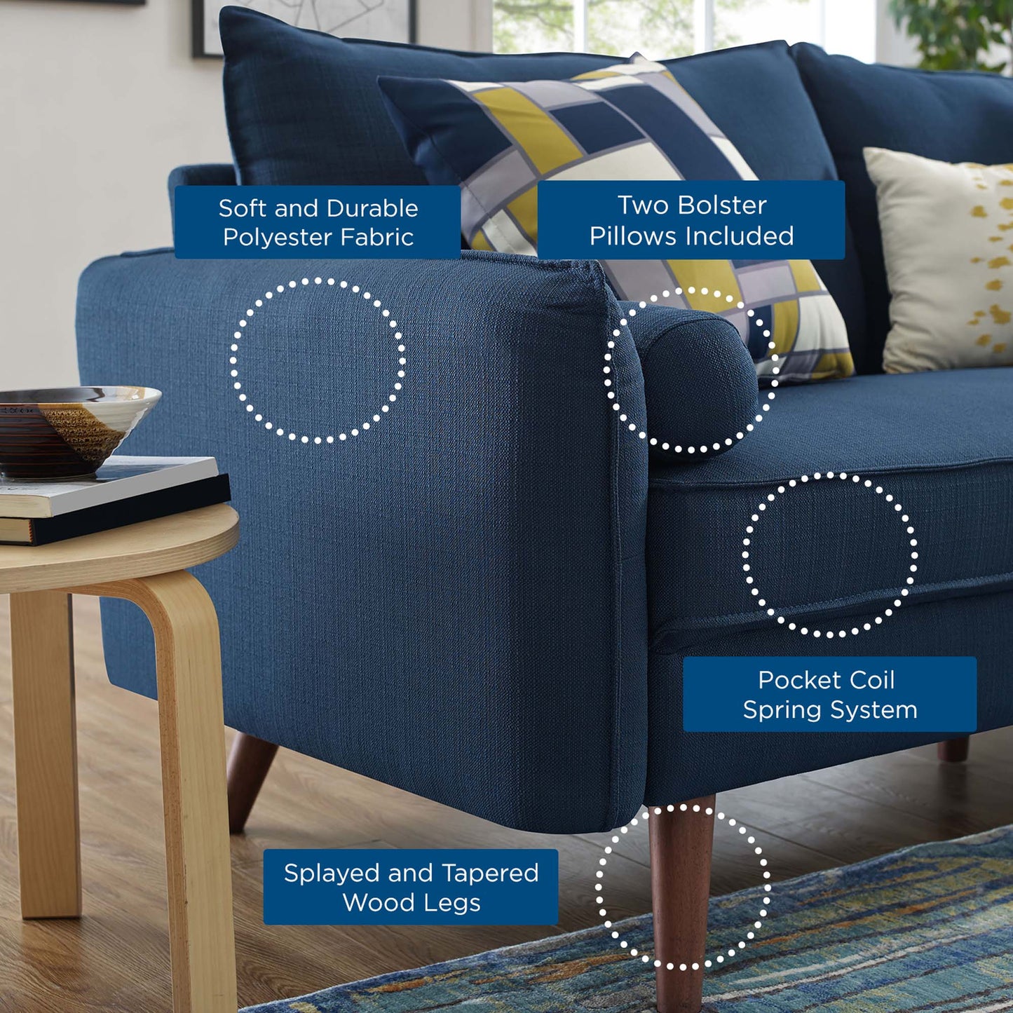 Modway - Revive Upholstered Fabric Sofa and Loveseat Set by Modway  Living Room Sofas and Armchairs Blue - EEI-4047-AZU-SET