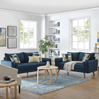 Modway - Revive Upholstered Fabric Sofa and Loveseat Set by Modway  Living Room Sofas and Armchairs Blue - EEI-4047-AZU-SET