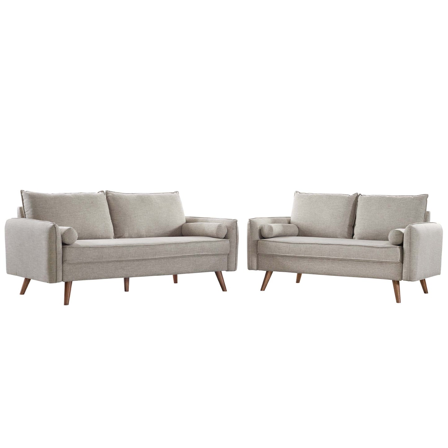 Modway - Revive Upholstered Fabric Sofa and Loveseat Set by Modway  Living Room Sofas and Armchairs Oatmeal - EEI-4047-BEI-SET