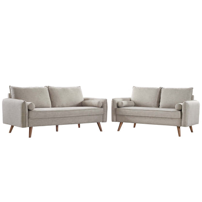 Modway - Revive Upholstered Fabric Sofa and Loveseat Set by Modway  Living Room Sofas and Armchairs Oatmeal - EEI-4047-BEI-SET