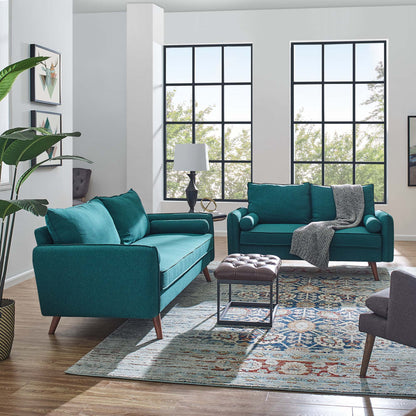 Modway - Revive Upholstered Fabric Sofa and Loveseat Set by Modway  Living Room Sofas and Armchairs Blue - EEI-4047-TEA-SET
