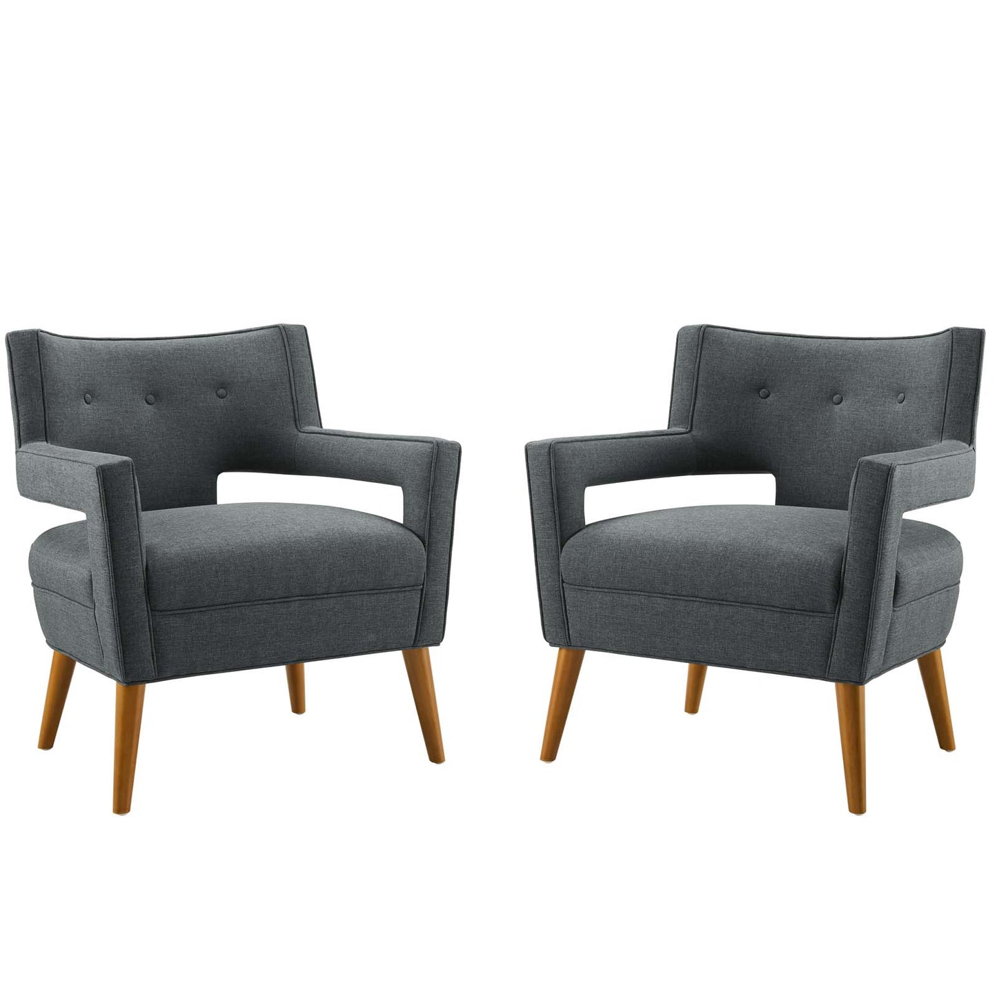 Modway Outlet Sheer Upholstered Fabric Armchair Set of 2 by Modway  Living Room Furniture Gray - EEI-4082-GRY