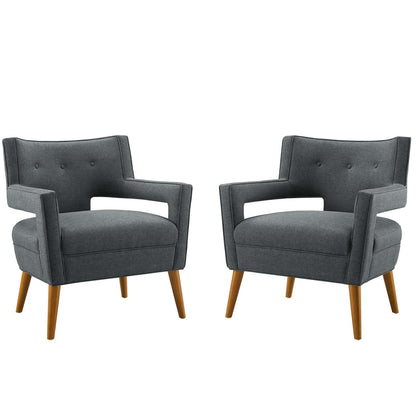 Modway Outlet Sheer Upholstered Fabric Armchair Set of 2 by Modway  Living Room Furniture Gray - EEI-4082-GRY