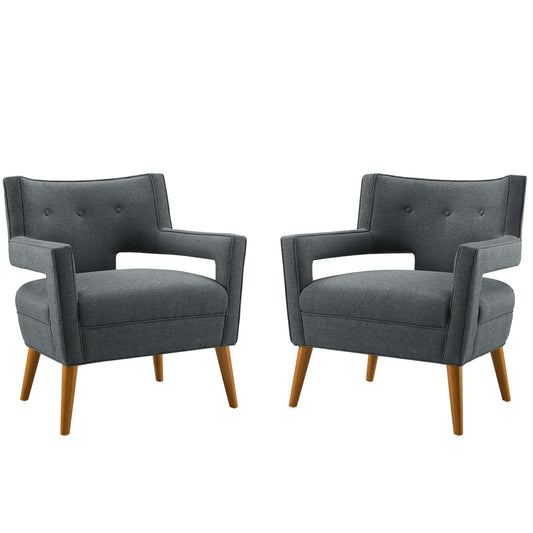 Modway Outlet Sheer Upholstered Fabric Armchair Set of 2 by Modway  Living Room Furniture Gray - EEI-4082-GRY