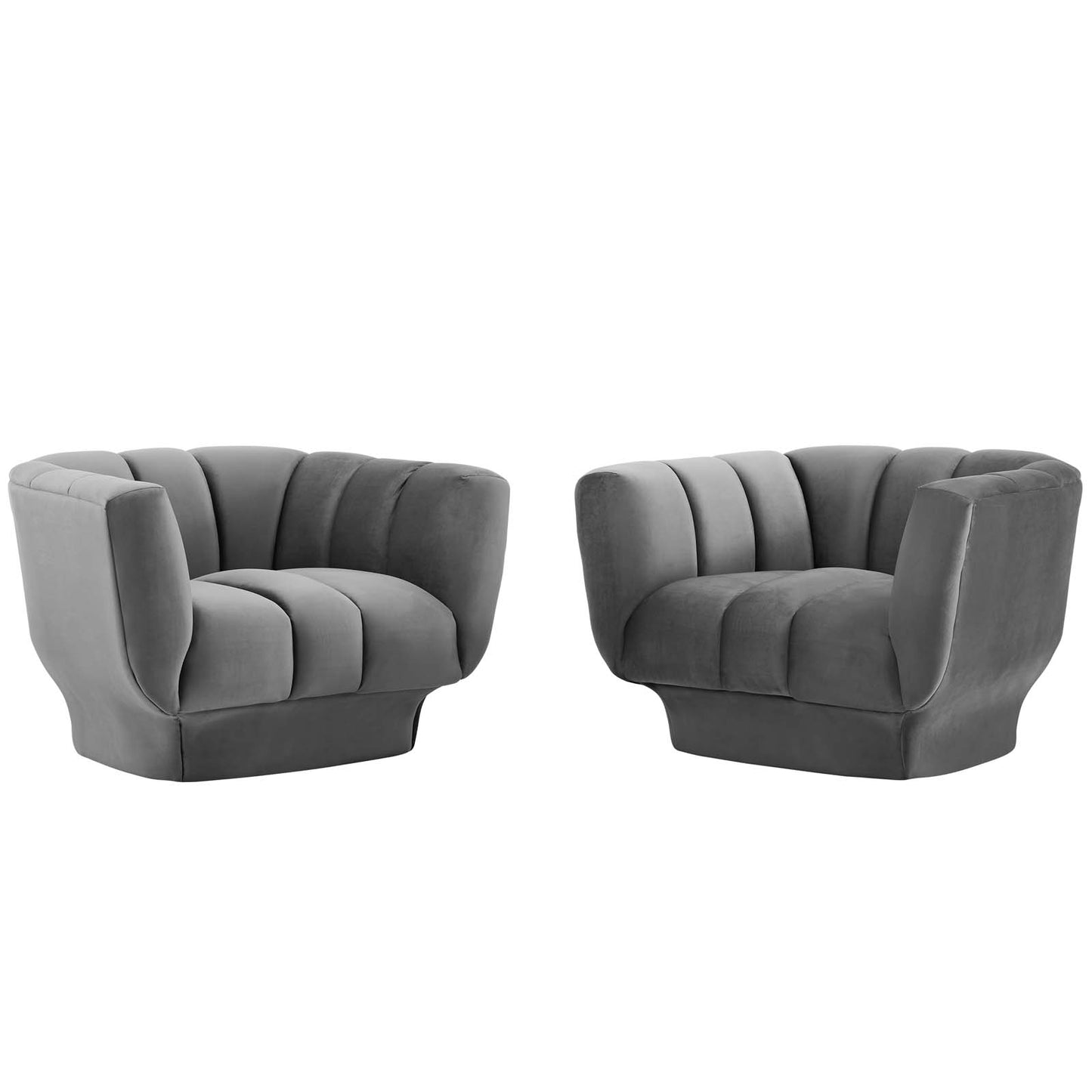 Modway Outlet Entertain Vertical Channel Tufted Performance Velvet Armchair Set of 2 by Modway  Living Room Furniture Gray - EEI-4085-GRY