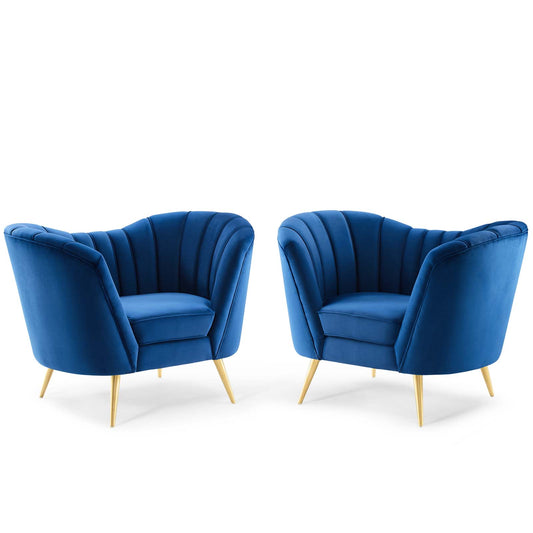Modway Outlet Opportunity Performance Velvet Armchair Set of 2 by Modway  Living Room Furniture Navy - EEI-4088-NAV