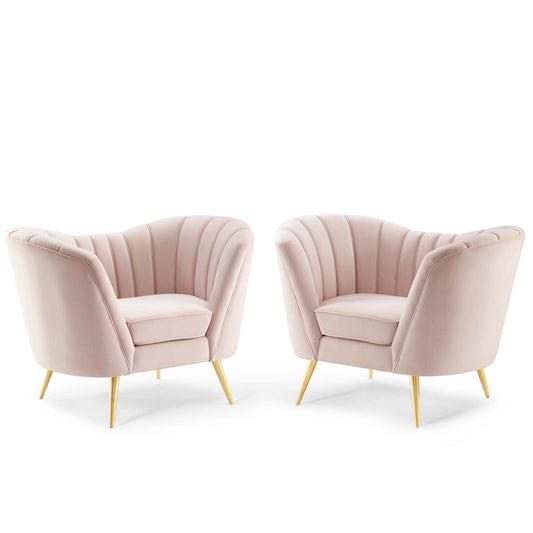 Modway Outlet Opportunity Performance Velvet Armchair Set of 2 by Modway  Living Room Furniture Pink - EEI-4088-PNK
