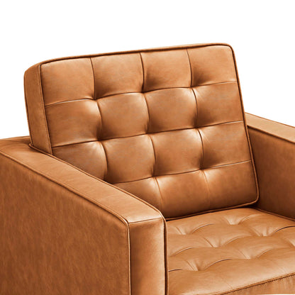 Modway - Loft Tufted Vegan Leather Armchairs Set of 2 by Modway  Living Room Sofas and Armchairs Brown - EEI-4101-SLV-TAN