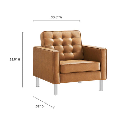 Modway - Loft Tufted Vegan Leather Armchairs Set of 2 by Modway  Living Room Sofas and Armchairs Brown - EEI-4101-SLV-TAN