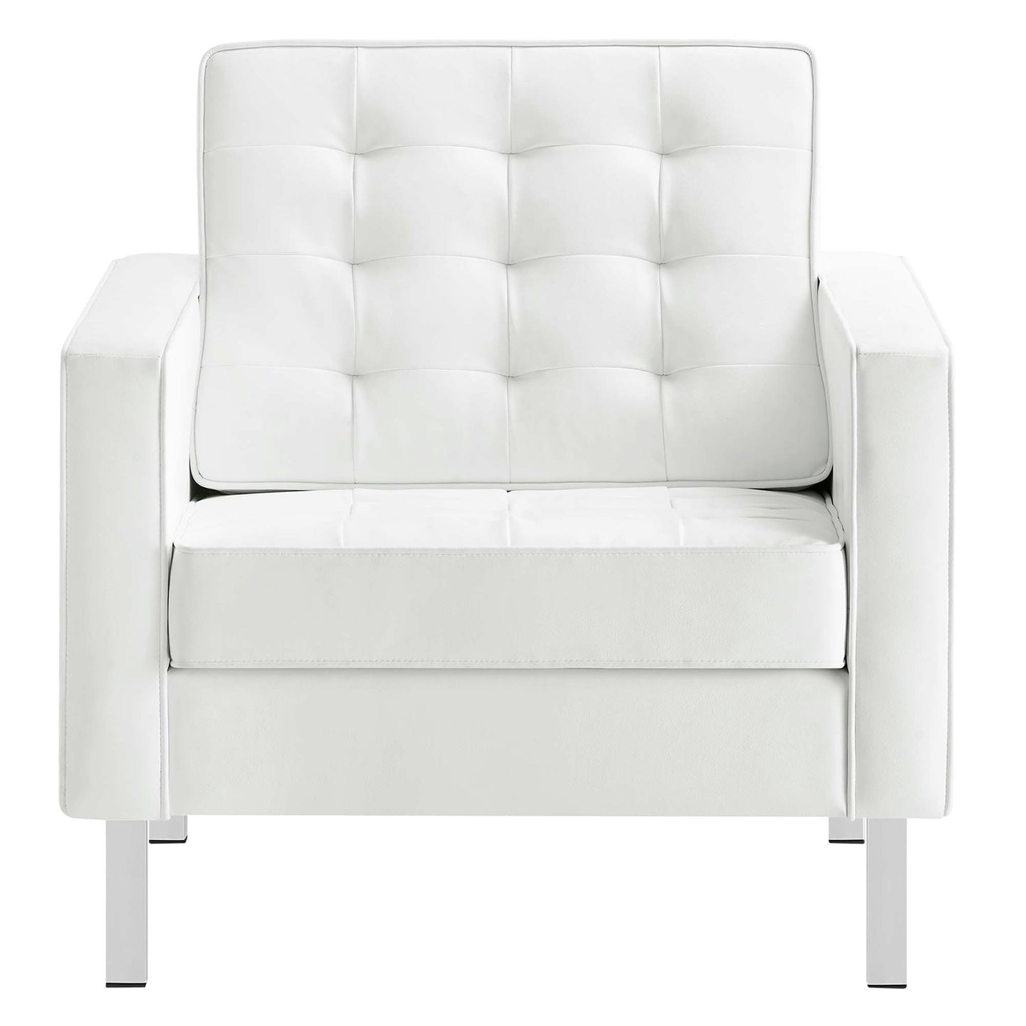 Modway - Loft Tufted Vegan Leather Armchairs Set of 2 by Modway  Living Room Sofas and Armchairs White - EEI-4101-SLV-WHI