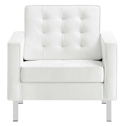 Modway - Loft Tufted Vegan Leather Armchairs Set of 2 by Modway  Living Room Sofas and Armchairs White - EEI-4101-SLV-WHI