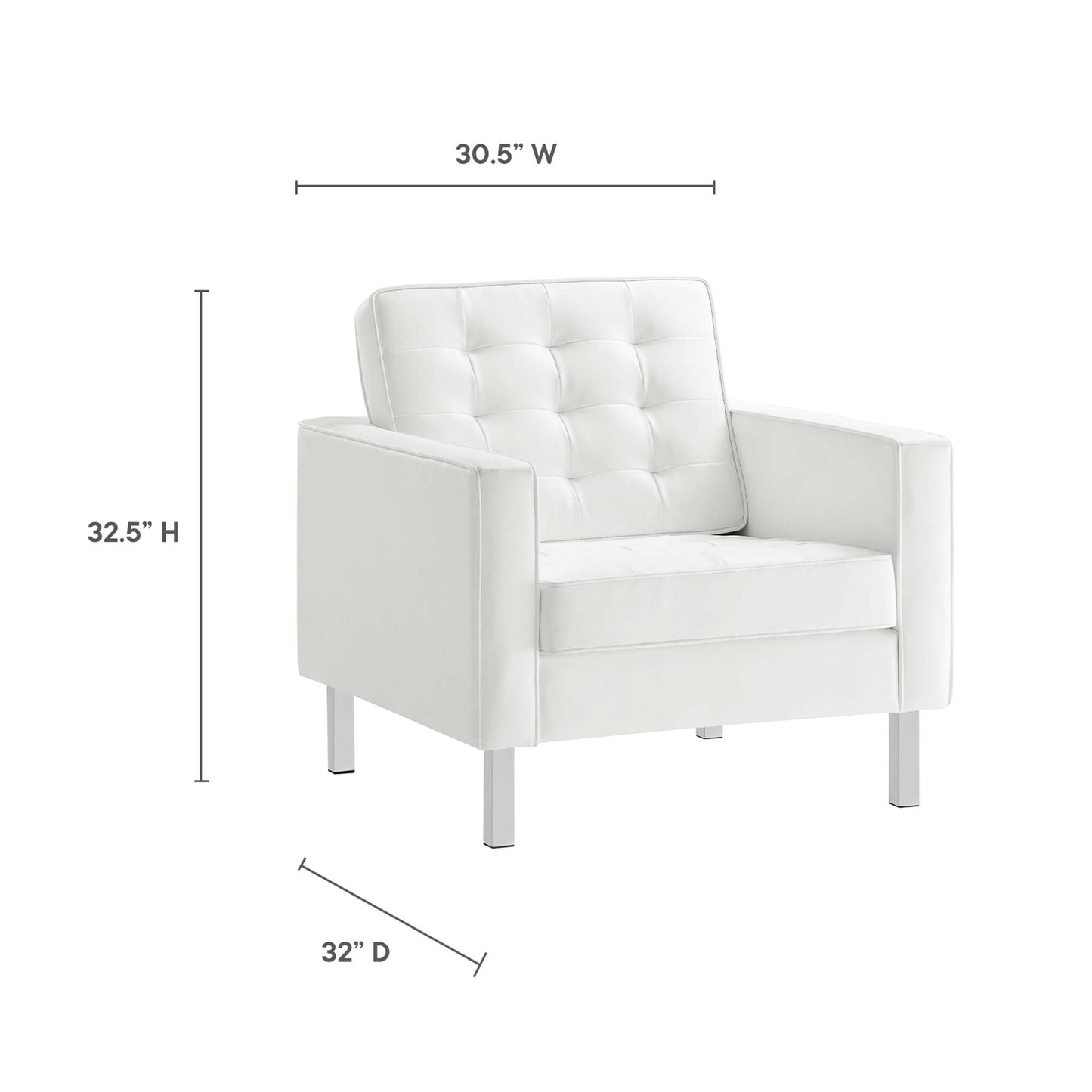 Modway - Loft Tufted Vegan Leather Armchairs Set of 2 by Modway  Living Room Sofas and Armchairs White - EEI-4101-SLV-WHI