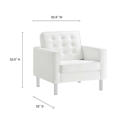 Modway - Loft Tufted Vegan Leather Armchairs Set of 2 by Modway  Living Room Sofas and Armchairs White - EEI-4101-SLV-WHI