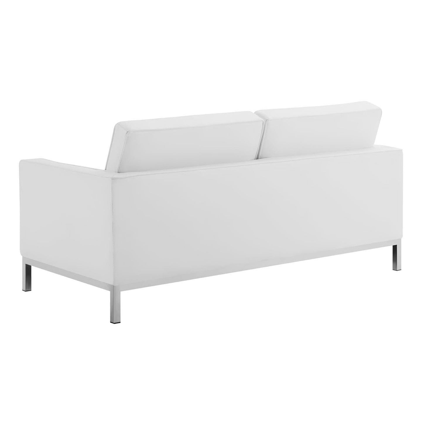 Modway - Loft 3 Piece Tufted Upholstered Faux Leather Set by Modway  Living Room Sofas and Armchairs White - EEI-4103-SLV-WHI-SET