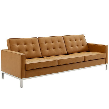 Modway - Loft Tufted Upholstered Faux Leather Sofa and Armchair Set by Modway  Living Room Sofas and Armchairs Brown - EEI-4104-SLV-TAN-SET