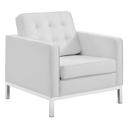 Modway - Loft Tufted Upholstered Faux Leather Sofa and Armchair Set by Modway  Living Room Sofas and Armchairs White - EEI-4104-SLV-WHI-SET