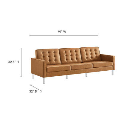 Modway - Loft 3-Piece Tufted Vegan Leather Furniture Set by Modway  Living Room Sofas and Armchairs Brown - EEI-4105-SLV-TAN-SET